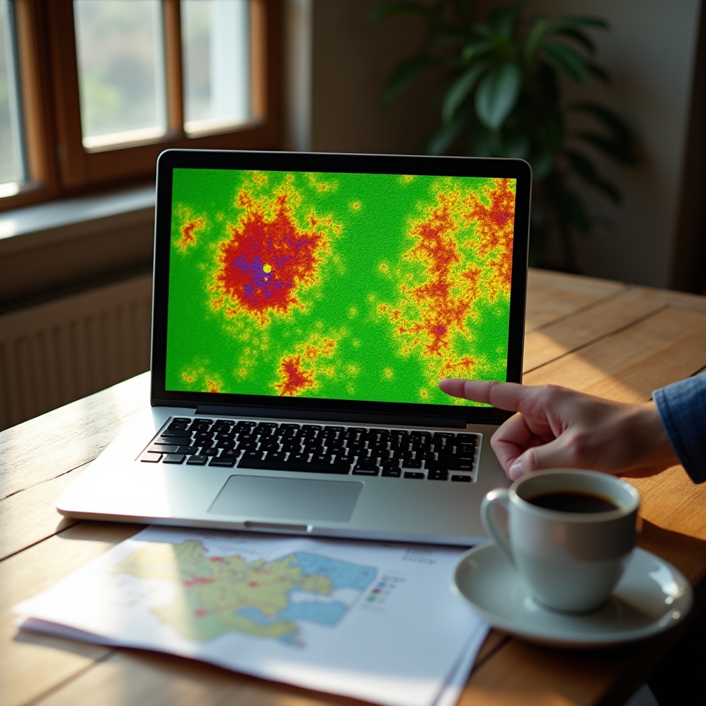 Mapa satelital de un campo mostrando zonas de vigor de cultivo